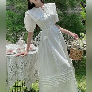 Elegant white collar dress